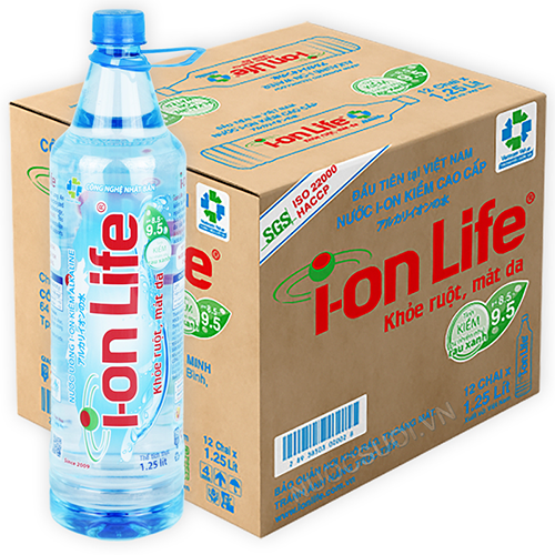 Nước uống kiềm ION LIFE 1.25L (12 chai/thùng)